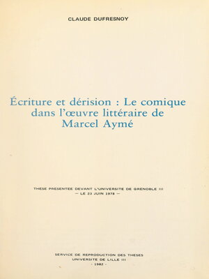 cover image of Écriture et dérision